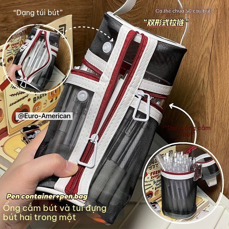 Túi đựng bút 2 cách mở dạng ống tiện dụng TB30 - Màu Đen