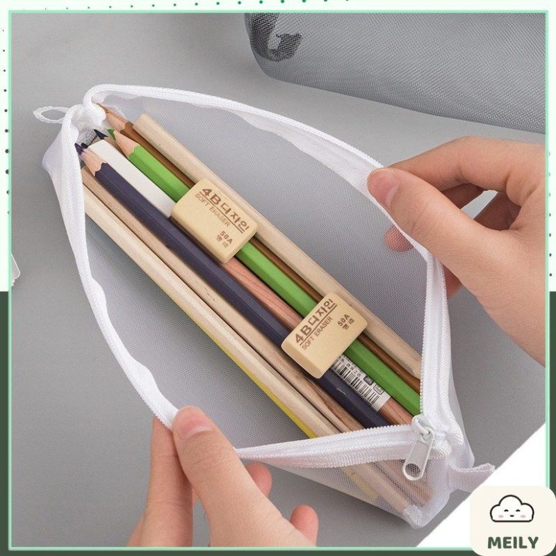 Túi đựng bút dạng lưới xuyên thấu - bóp viết có khoá kéo tiện dụng K06