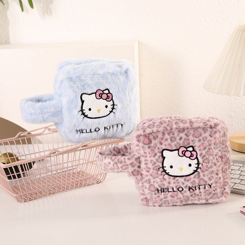 Túi Đựng Đồ Mini Lông Mềm Hello KT Dễ Thương - Túi Đựng Mỹ Phẩm