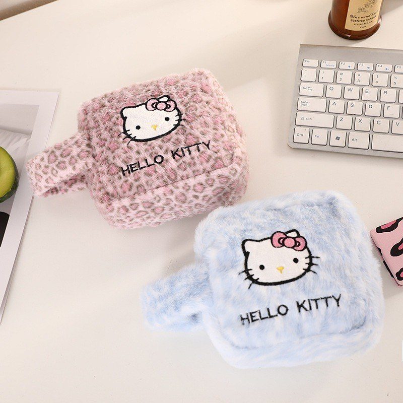 Túi Đựng Đồ Mini Lông Mềm Hello KT Dễ Thương - Túi Đựng Mỹ Phẩm