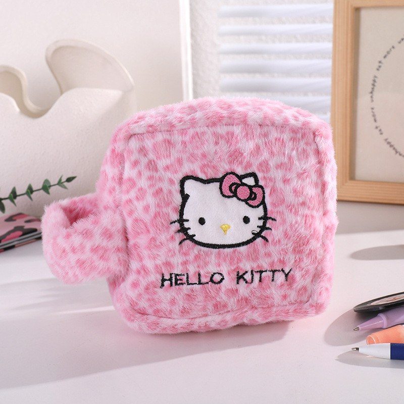 Túi Đựng Đồ Mini Lông Mềm Hello KT Dễ Thương - Túi Đựng Mỹ Phẩm