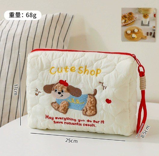 Túi đựng mỹ phẩm du lịch TB28 - Túi vải đựng đồ size lớn hình dễ thương TB28- trắng