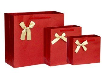 Túi đựng quà màu đỏ gắn nơ xinh xắn - size 15cm