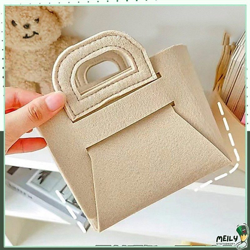 Túi gấp gọn vải nỉ màu be vintage có quai đựng quần áo, sách vở