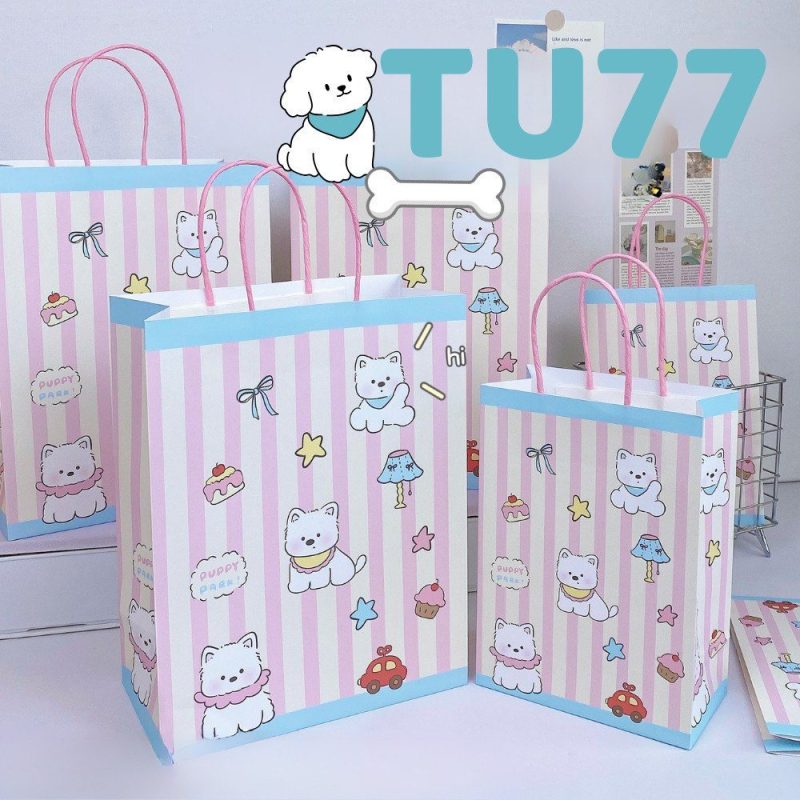 Túi giấy đựng quà Cún bông Caro Hồng TU77