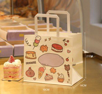 Túi quà giấy họa tiết bánh kem TU34 - M, 21x19x14cm
