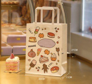 Túi quà giấy họa tiết bánh kem TU34 - L 27x20x11cm
