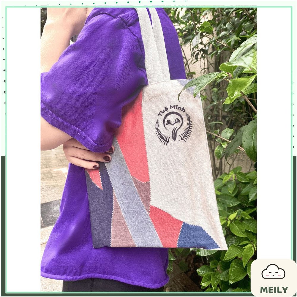 Túi tote xách tay, đeo vai chất vải canvas in hoạ tiết độc đáo cỡ B5 đi học, đi