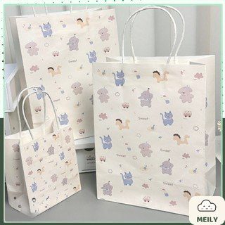 Túi TU61 thiết kế in hình các con vật dễ thương màu trắng quai giấy