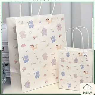 Túi TU61 thiết kế in hình các con vật dễ thương màu trắng quai giấy