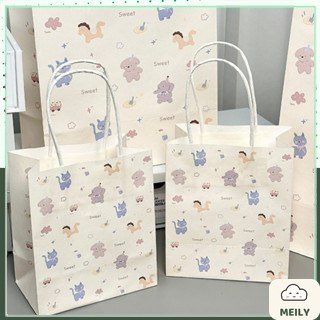 Túi TU61 thiết kế in hình các con vật dễ thương màu trắng quai giấy