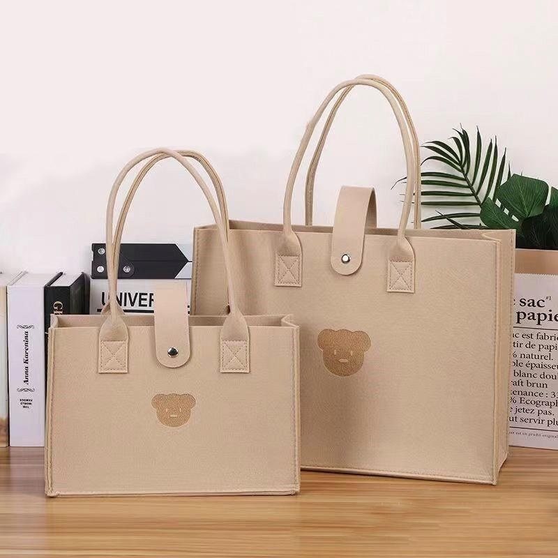 Túi xách vải nỉ 1 ngăn có khuy bấm đi học, đi chơi - Nhỏ, 30*20*13cm