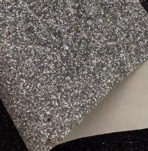 Vải Ủi Trang Trí Tranh Hạt K240 - Vải ủi kim tuyến K277 - màu bạc
