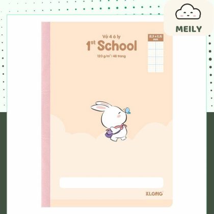 Vở 4 ô ly may dán gáy 1st School B5- 48 trang 120/76 KLong MS 074
