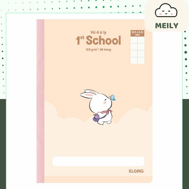 Vở 4 ô ly may dán gáy 1st School B5- 48 trang 120/76 KLong MS 074