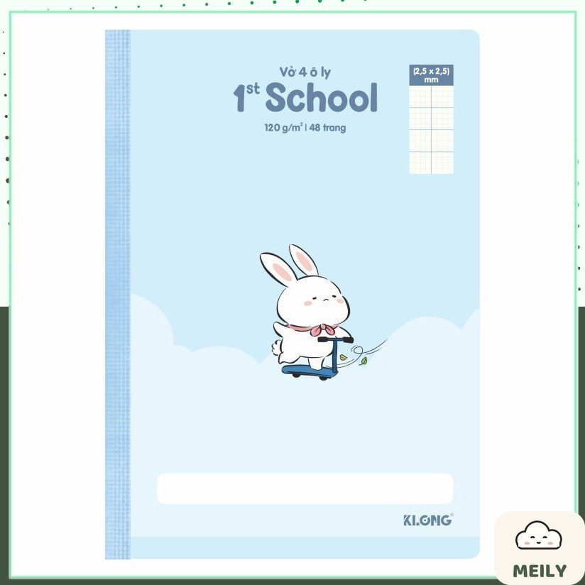 Vở 4 ô ly may dán gáy 1st School B5- 48 trang 120/76 KLong MS 074