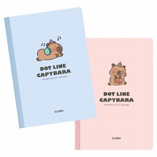 Vở 80/120/200 trang may dán gáy B5 giấy kẻ ngang KLONG - Vở kẻ ngang chấm may dán gáy Capybara B5 120 trang 100/76 Klong Ms829 [KM]-NN