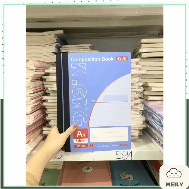 Vở A4 giấy kẻ ngang KLONG tập viết 58-100gsm Sổ may dán gáy