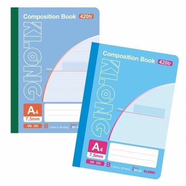 Vở A4 giấy kẻ ngang KLONG tập viết 58-100gsm Sổ may dán gáy - Sổ may dán gáy A4 kẻ ngang 420tr 58/92 KLong-MS320