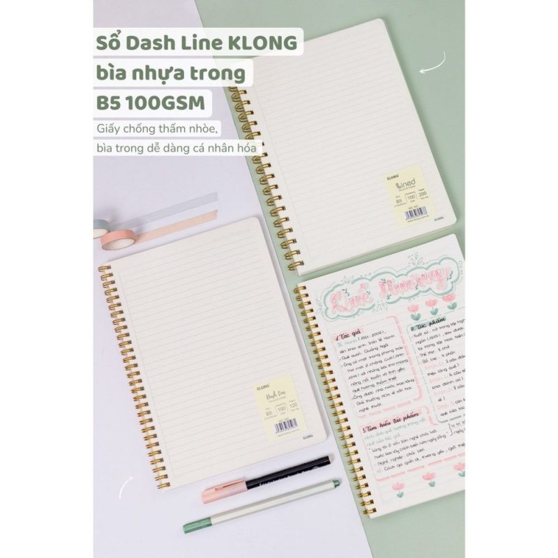 Vở Klong lò xo B5 120/ 200 trang kẻ ngang dash line