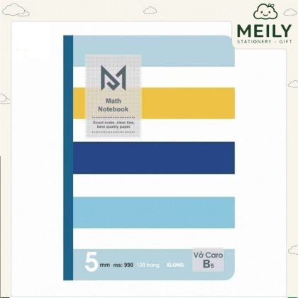 Vở may dán gáy Caro 5x5 B5 120 trang Klong MS 990