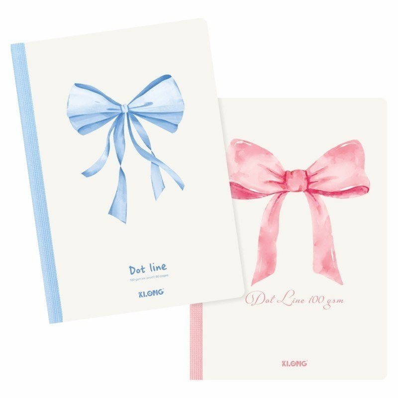 Vở may dán gáy B5 kẻ ngang chấm nơ hồng Coquette 80/120 trang - Vở kẻ ngang chấm may dán gáy Pastel Coquette B5 80 trang 100/76 klong MS 860 [KM]
