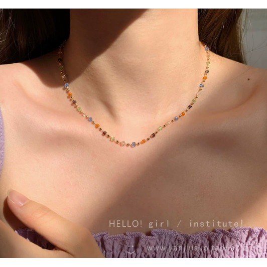 Vòng Cổ Dopamine Đính Hạt Nhiều Màu Phong Cách Hàn Quốc TS05 - 4365